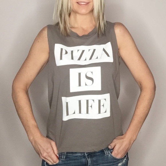 FIFTH SUN | Pizza is life gray muscle tee - Picture 2 of 4